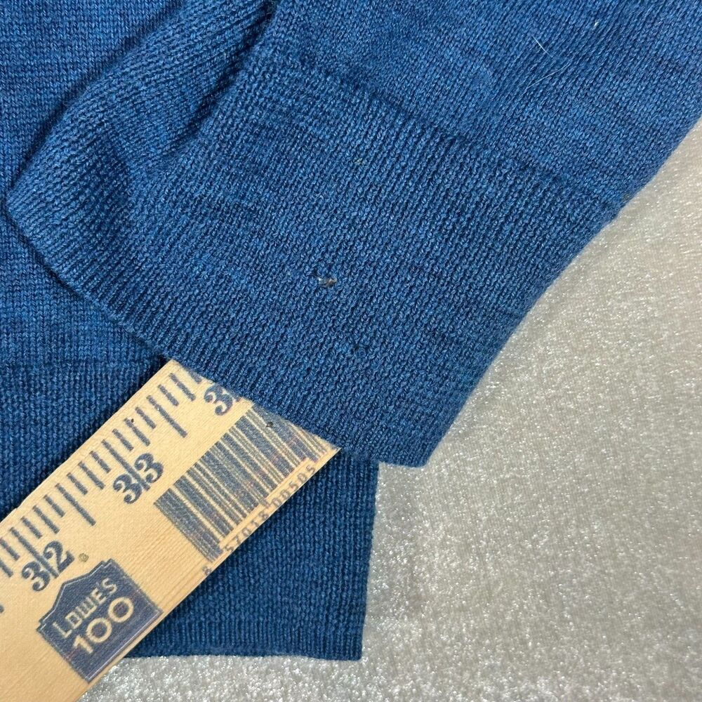 Saks Fifth Avenue Womens Large 100% Merino Wool Blue Full Zip Sweater Jacket - Picture 8 of 10